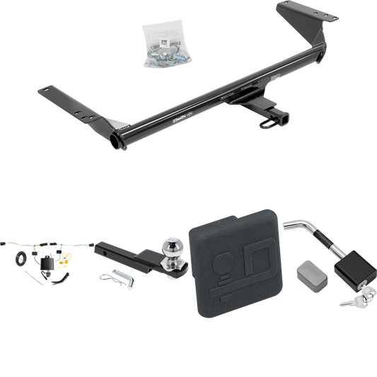 Fits 2021-2023 Chrysler Pacifica Trailer Hitch Tow PKG w/ 4-Flat Wiring Harness + Interlock Starter Kit w/ 2" Ball 1-1/4" Drop 3/4" Rise + Hitch Cover + Hitch Lock (For Touring L Plus Models) By Draw-Tite