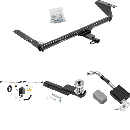 Fits 2021-2023 Chrysler Pacifica Trailer Hitch Tow PKG w/ 4-Flat Wiring Harness + Interlock Starter Kit w/ 2" Ball 1-1/4" Drop 3/4" Rise + Hitch Lock (For Touring Plus Models) By Draw-Tite