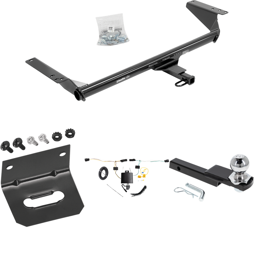 Fits 2021-2023 Chrysler Pacifica Trailer Hitch Tow PKG w/ 4-Flat Wiring Harness + Interlock Starter Kit w/ 2" Ball 1-1/4" Drop 3/4" Rise + Wiring Bracket (For Limited Models) By Draw-Tite