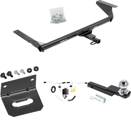 Fits 2021-2023 Chrysler Pacifica Trailer Hitch Tow PKG w/ 4-Flat Wiring Harness + Interlock Starter Kit w/ 2" Ball 1-1/4" Drop 3/4" Rise + Wiring Bracket (For Limited Models) By Draw-Tite