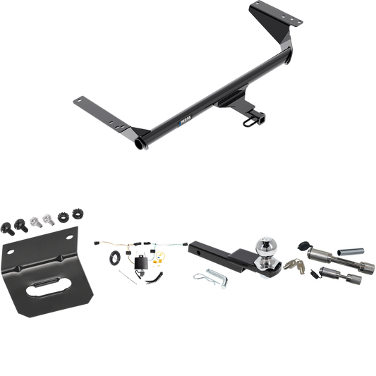 Fits 2021-2023 Chrysler Pacifica Trailer Hitch Tow PKG w/ 4-Flat Wiring Harness + Interlock Starter Kit w/ 2" Ball 1-1/4" Drop 3/4" Rise + Wiring Bracket + Dual Hitch & Coupler Locks (For Touring L Plus Models) By Reese Towpower