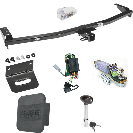 Fits 2003-2008 Honda Pilot Trailer Hitch Tow PKG w/ 4-Flat Wiring + Starter Kit Ball Mount w/ 2" Drop & 1-7/8" Ball + Wiring Bracket + Hitch Lock + Hitch Cover By Reese Towpower