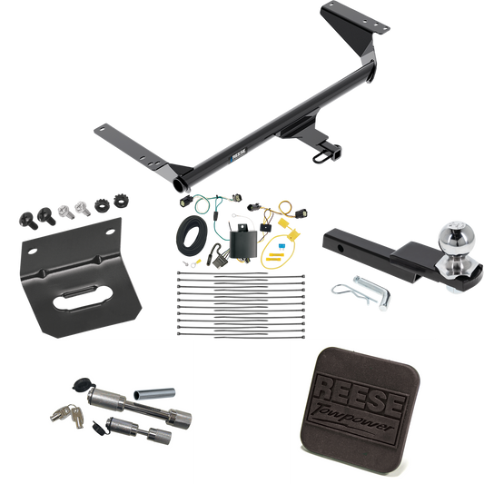 Fits 2017-2020 Chrysler Pacifica Trailer Hitch Tow PKG w/ 4-Flat Wiring Harness + Interlock Starter Kit w/ 2" Ball 1-1/4" Drop 3/4" Rise + Wiring Bracket + Hitch Cover + Dual Hitch & Coupler Locks (For Touring L Models) By Reese Towpower