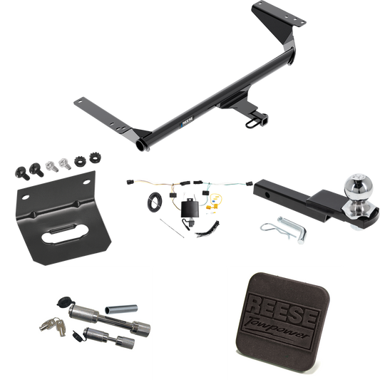 Fits 2021-2023 Chrysler Pacifica Trailer Hitch Tow PKG w/ 4-Flat Wiring Harness + Interlock Starter Kit w/ 2" Ball 1-1/4" Drop 3/4" Rise + Wiring Bracket + Hitch Cover + Dual Hitch & Coupler Locks (For Touring Models) By Reese Towpower