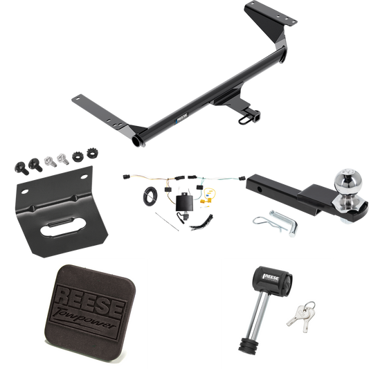 Fits 2021-2023 Chrysler Pacifica Trailer Hitch Tow PKG w/ 4-Flat Wiring Harness + Interlock Starter Kit w/ 2" Ball 1-1/4" Drop 3/4" Rise + Wiring Bracket + Hitch Cover + Hitch Lock (For Limited Models) By Reese Towpower