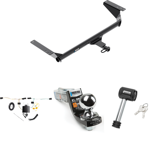 Fits 2021-2023 Chrysler Pacifica Trailer Hitch Tow PKG w/ 4-Flat Wiring Harness + Interlock Starter Kit w/ 2" Ball 2-1/2" Drop 2" Rise + Hitch Lock (For Touring L Plus Models) By Reese Towpower