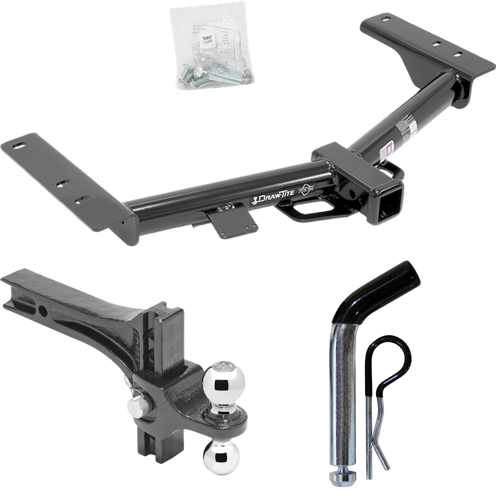 Fits 2015-2023 Ford Transit-150 Trailer Hitch Tow PKG w/ Dual Adjustable Drop Rise Ball Ball Mount 2" & 2-5/16" Trailer Balls + Pin/Clip (Excludes: Cab & Chassis and the Cutaway Models) By Draw-Tite