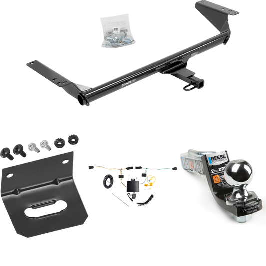 Fits 2021-2023 Chrysler Pacifica Trailer Hitch Tow PKG w/ 4-Flat Wiring Harness + Interlock Starter Kit w/ 2" Ball 2-1/2" Drop 2" Rise + Wiring Bracket (For Touring L Plus Models) By Draw-Tite