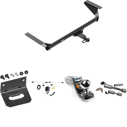 Fits 2021-2023 Chrysler Pacifica Trailer Hitch Tow PKG w/ 4-Flat Wiring Harness + Interlock Starter Kit w/ 2" Ball 2-1/2" Drop 2" Rise + Wiring Bracket + Dual Hitch & Coupler Locks (For LX Models) By Reese Towpower