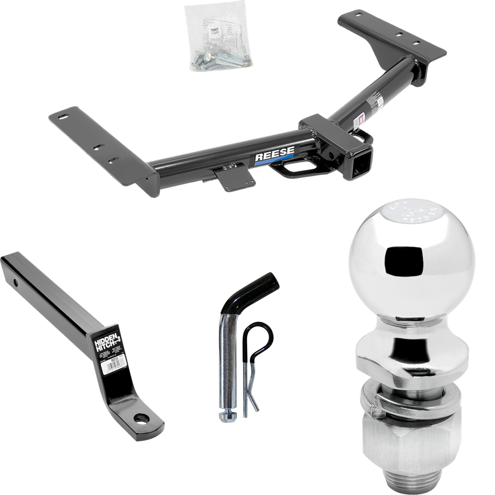 Fits 2015-2023 Ford Transit-350 Trailer Hitch Tow PKG w/ Extended 16" Long Ball Mount w/ 4" Drop + Pin/Clip + 2" Ball (Excludes: Single Rear Wheel w/148" Wheelbase or Cab & Chassis and the Cutaway Models) By Reese Towpower