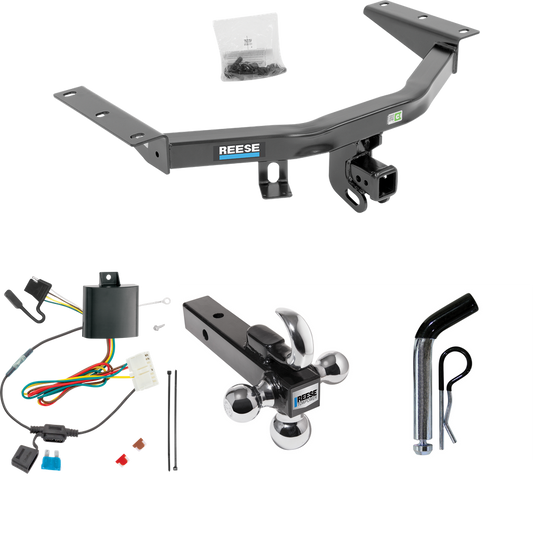 Fits 2014-2020 Acura MDX Trailer Hitch Tow PKG w/ 4-Flat Wiring + Triple Ball Ball Mount 1-7/8" & 2" & 2-5/16" Trailer Balls w/ Tow Hook + Pin/Clip (Excludes: w/Full Size Spare Tire Models) By Reese Towpower