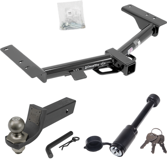 Fits 2015-2023 Ford Transit-150 Trailer Hitch Tow PKG + Interlock Tactical Starter Kit w/ 2" Drop & 2" Ball + Tactical Dogbone Lock (Excludes: Cab & Chassis and the Cutaway Models) By Draw-Tite