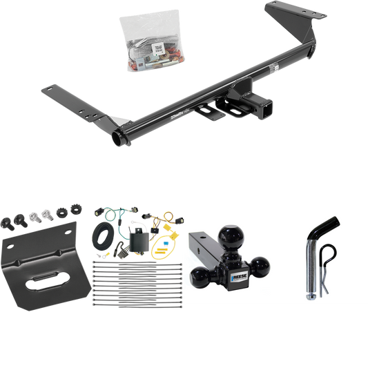 Fits 2017-2020 Chrysler Pacifica Trailer Hitch Tow PKG w/ 4-Flat Wiring Harness + Triple Ball Ball Mount 1-7/8" & 2" & 2-5/16" Trailer Balls + Pin/Clip + Wiring Bracket (For Touring L Models) By Draw-Tite