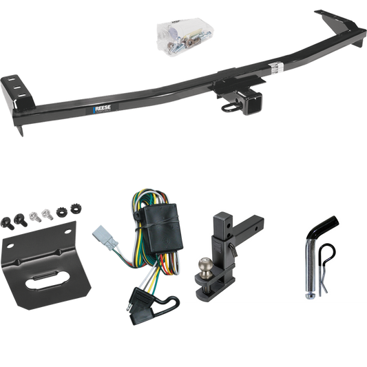 Fits 2001-2006 Acura MDX Trailer Hitch Tow PKG w/ 4-Flat Wiring Harness + Adjustable Drop Rise Clevis Hitch Ball Mount w/ 2" Ball + Pin/Clip + Wiring Bracket (Excludes: w/Full Size Spare Tire Models) By Reese Towpower