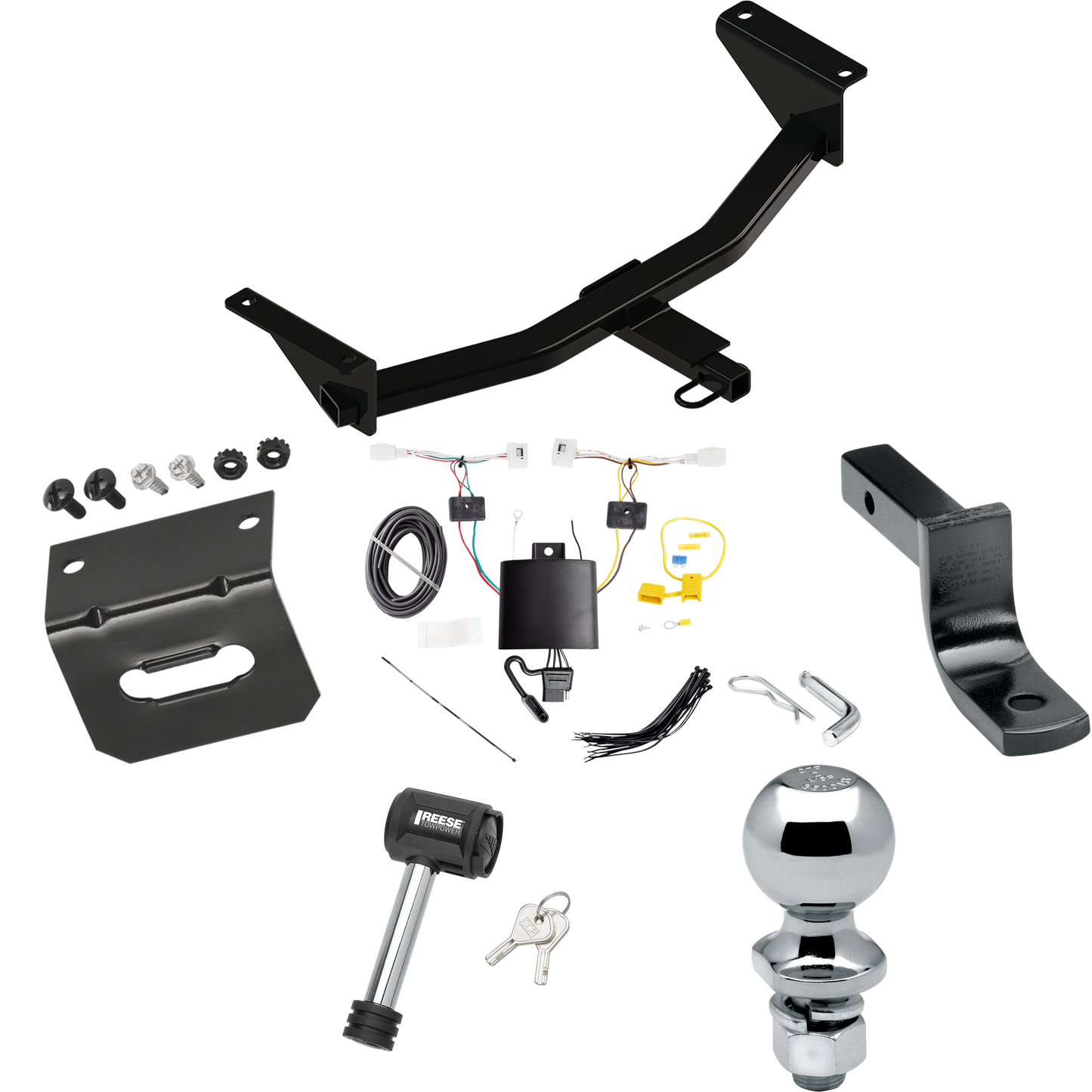 Fits 2019-2024 Mazda 3 Trailer Hitch Tow PKG w/ 4-Flat Wiring Harness + Draw-Bar + 2" Ball + Wiring Bracket + Hitch Lock (For Sedan Models) By Reese Towpower