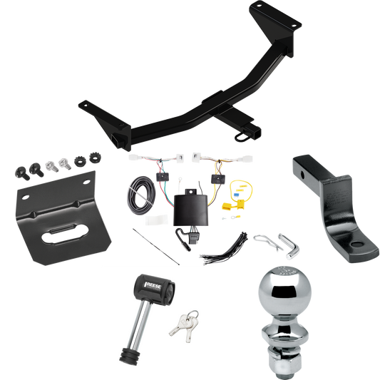 Fits 2019-2024 Mazda 3 Trailer Hitch Tow PKG w/ 4-Flat Wiring Harness + Draw-Bar + 2" Ball + Wiring Bracket + Hitch Lock (For Sedan Models) By Reese Towpower