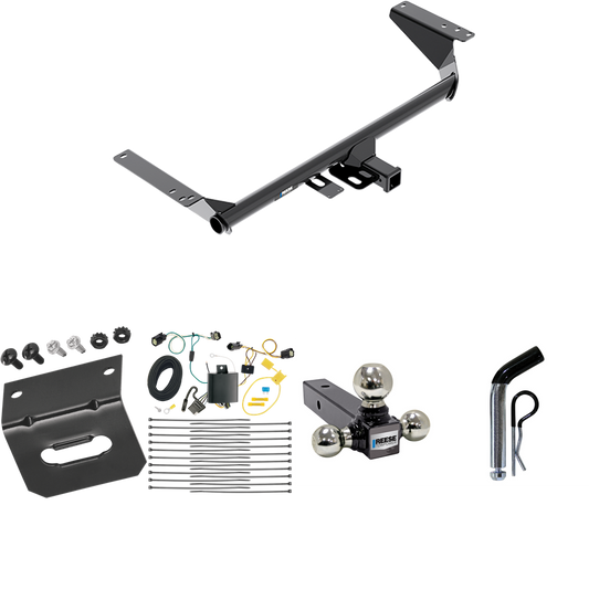 Fits 2018-2019 Chrysler Pacifica Trailer Hitch Tow PKG w/ 4-Flat Wiring Harness + Triple Ball Ball Mount 1-7/8" & 2" & 2-5/16" Trailer Balls + Pin/Clip + Wiring Bracket (For Touring Plus Models) By Reese Towpower