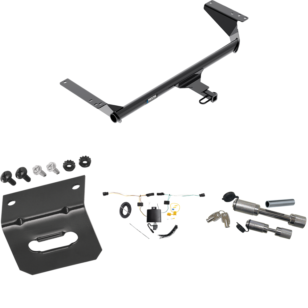 Fits 2021-2023 Chrysler Pacifica Trailer Hitch Tow PKG w/ 4-Flat Wiring Harness + Wiring Bracket + Dual Hitch & Coupler Locks (For Limited Models) By Reese Towpower