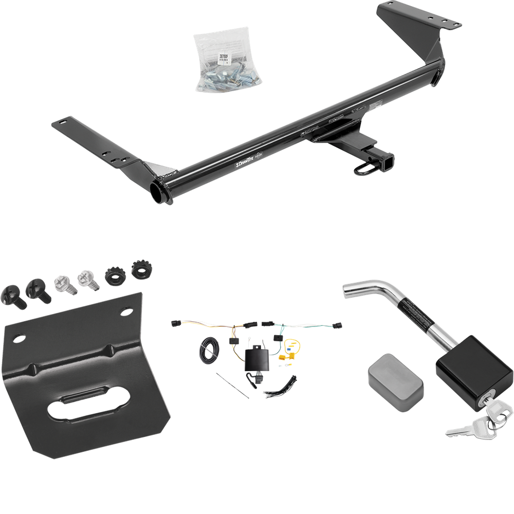 Fits 2021-2023 Chrysler Pacifica Trailer Hitch Tow PKG w/ 4-Flat Wiring Harness + Wiring Bracket + Hitch Lock (For LX Models) By Draw-Tite