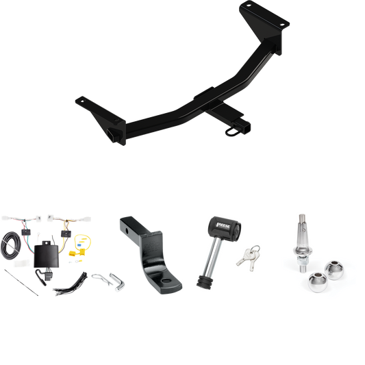 Fits 2019-2024 Mazda 3 Trailer Hitch Tow PKG w/ 4-Flat Wiring Harness + Draw-Bar + Interchangeable 1-7/8" & 2" Balls + Hitch Lock (For Sedan Models) By Reese Towpower