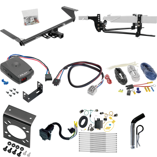 Fits 2017-2020 Chrysler Pacifica Trailer Hitch Tow PKG w/ 6K Round Bar Weight Distribution Hitch w/ 2-5/16" Ball + Pin/Clip + Pro Series Pilot Brake Control + Plug & Play BC Adapter + 7-Way RV Wiring (For Limited Models) By Draw-Tite