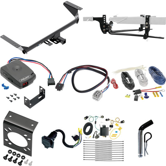 Fits 2017-2020 Chrysler Pacifica Trailer Hitch Tow PKG w/ 6K Round Bar Weight Distribution Hitch w/ 2-5/16" Ball + Pin/Clip + Pro Series Pilot Brake Control + Plug & Play BC Adapter + 7-Way RV Wiring (For Touring L Plus Models) By Reese Towpower