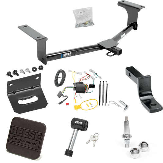 Fits 2014-2018 Mazda 3 Trailer Hitch Tow PKG w/ 4-Flat Wiring Harness + Draw-Bar + Interchangeable 1-7/8" & 2" Balls + Wiring Bracket + Hitch Cover + Hitch Lock (For Sedan Models) By Reese Towpower