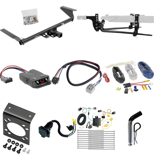 Fits 2017-2020 Chrysler Pacifica Trailer Hitch Tow PKG w/ 6K Round Bar Weight Distribution Hitch w/ 2-5/16" Ball + Pin/Clip + Tekonsha Brakeman IV Brake Control + Plug & Play BC Adapter + 7-Way RV Wiring (For Limited Models) By Draw-Tite