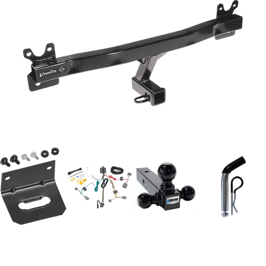 Fits 2008-2016 Volvo XC70 Trailer Hitch Tow PKG w/ 4-Flat Wiring Harness + Triple Ball Ball Mount 1-7/8" & 2" & 2-5/16" Trailer Balls + Pin/Clip + Wiring Bracket By Draw-Tite