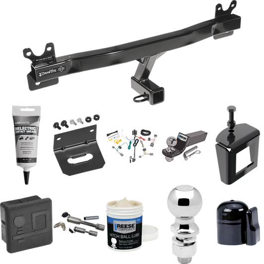 Fits 2008-2016 Volvo XC70 Trailer Hitch Tow PKG w/ 4-Flat Wiring + Starter Kit Ball Mount w/ 2" Drop & 2" Ball + 2-5/16" Ball + Wiring Bracket + Dual Hitch & Coupler Locks + Hitch Cover + Wiring Tester + Ball Lube +Electric Grease + Ball Wrench + Ant