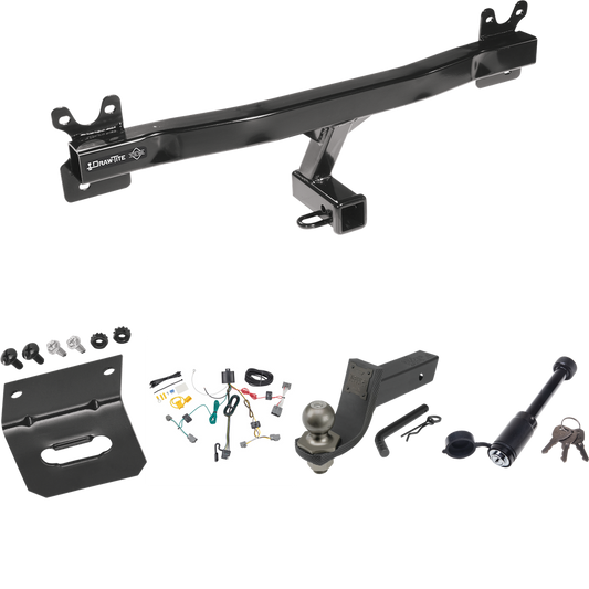 Fits 2008-2016 Volvo XC70 Trailer Hitch Tow PKG w/ 4-Flat Wiring + Interlock Tactical Starter Kit w/ 3-1/4" Drop & 2" Ball + Tactical Dogbone Lock + Wiring Bracket By Draw-Tite