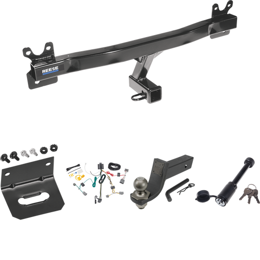 Fits 2008-2016 Volvo XC70 Trailer Hitch Tow PKG w/ 4-Flat Wiring + Interlock Tactical Starter Kit w/ 3-1/4" Drop & 2" Ball + Tactical Dogbone Lock + Wiring Bracket By Reese Towpower