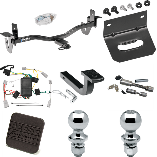 Fits 2010-2013 Mazda 3 Trailer Hitch Tow PKG w/ 4-Flat Wiring Harness + Draw-Bar + 1-7/8" + 2" Ball + Wiring Bracket + Hitch Cover + Dual Hitch & Coupler Locks (For Sedan, Except w/Grand Touring LED Taillights Models) By Reese Towpower