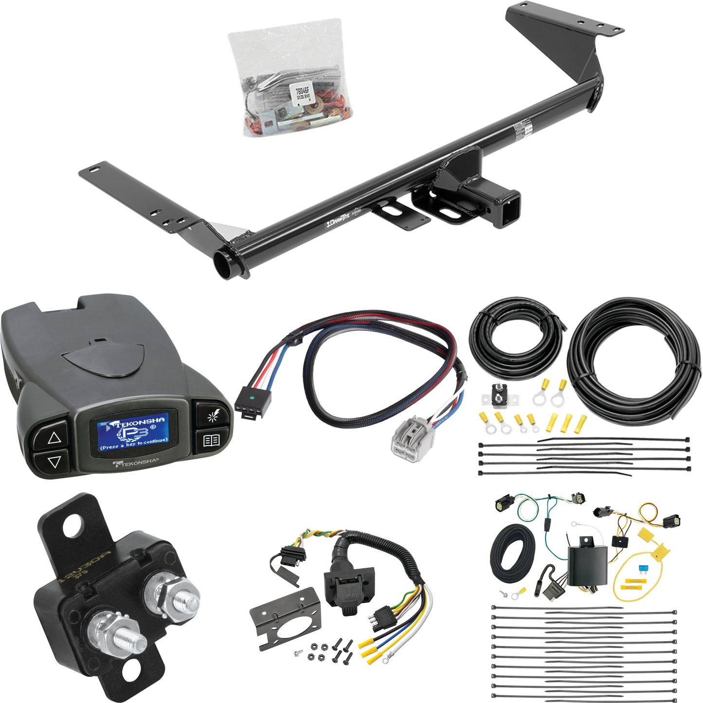 Fits 2017-2020 Chrysler Pacifica Trailer Hitch Tow PKG w/ Tekonsha Prodigy P3 Brake Control + Plug & Play BC Adapter + 7-Way RV Wiring (For Touring L Plus Models) By Draw-Tite