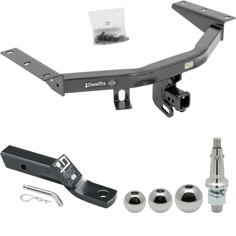 Fits 2014-2020 Acura MDX Trailer Hitch Tow PKG w/ Ball Mount w/ 2" Drop + Interchangeable Ball 1-7/8" & 2" & 2-5/16" (Excludes: w/Full Size Spare Tire Models) By Draw-Tite