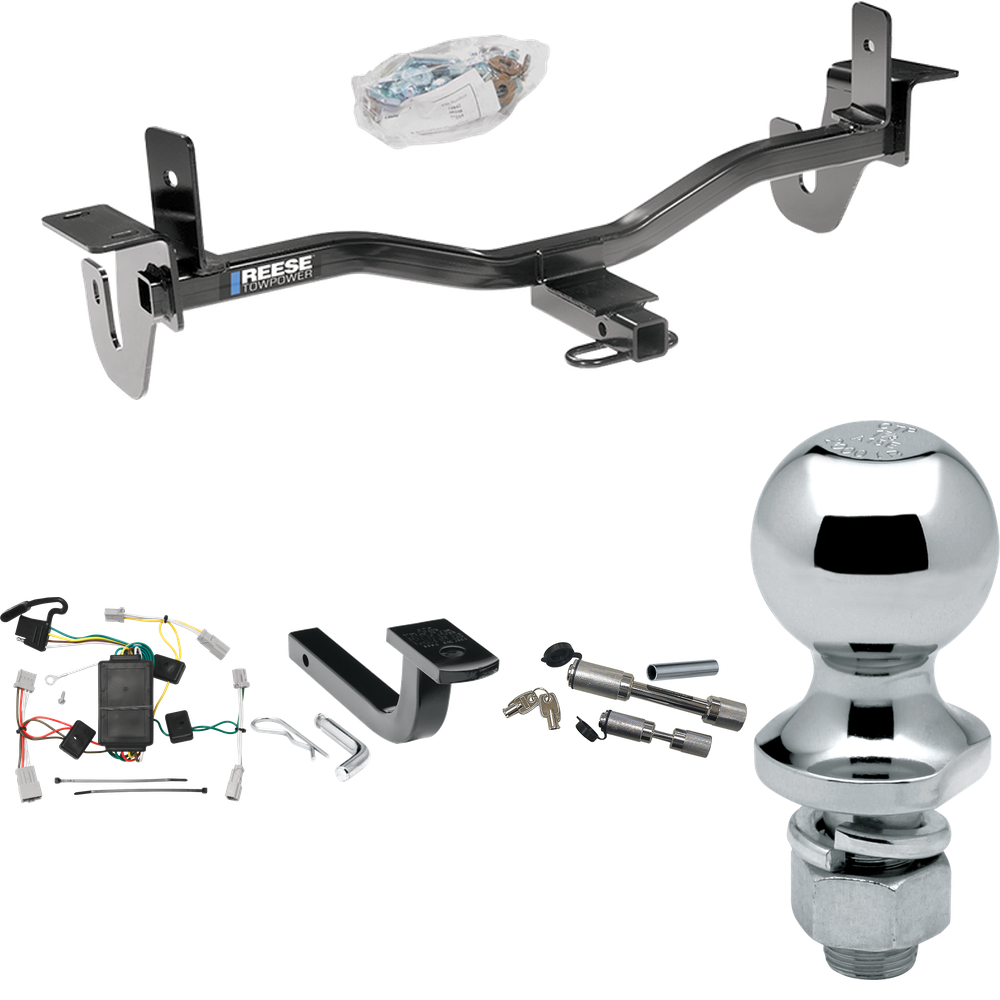 Fits 2010-2013 Mazda 3 Trailer Hitch Tow PKG w/ 4-Flat Wiring Harness + Draw-Bar + 1-7/8" Ball + Dual Hitch & Coupler Locks (For Sedan, Except w/Grand Touring LED Taillights Models) By Reese Towpower