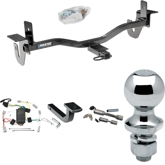 Fits 2010-2013 Mazda 3 Trailer Hitch Tow PKG w/ 4-Flat Wiring Harness + Draw-Bar + 1-7/8" Ball + Dual Hitch & Coupler Locks (For Sedan, Except w/Grand Touring LED Taillights Models) By Reese Towpower