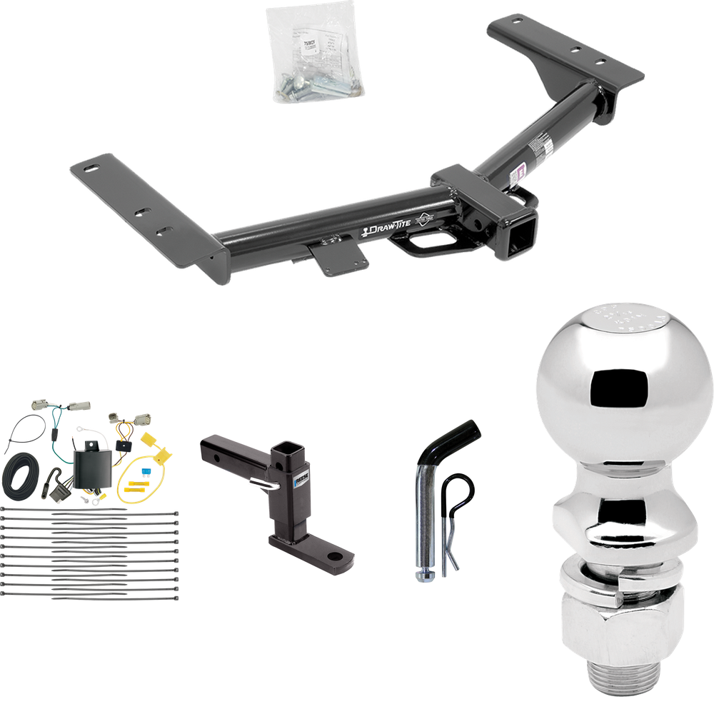 Fits 2015-2023 Ford Transit-350 Trailer Hitch Tow PKG w/ 4-Flat Wiring + Adjustable Drop Rise Ball Mount + Pin/Clip + 2-5/16" Ball (Excludes: Single Rear Wheel w/148" Wheelbase or Cab & Chassis and the Cutaway Models) By Draw-Tite