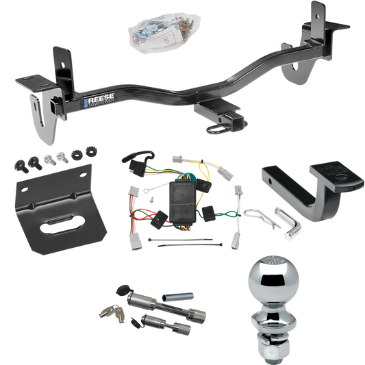 Fits 2010-2013 Mazda 3 Trailer Hitch Tow PKG w/ 4-Flat Wiring Harness + Draw-Bar + 2" Ball + Wiring Bracket + Dual Hitch & Coupler Locks (For Sedan, Except w/Grand Touring LED Taillights Models) By Reese Towpower
