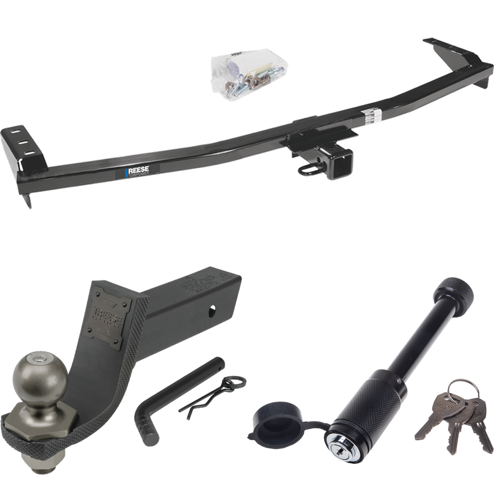 Fits 2001-2006 Acura MDX Trailer Hitch Tow PKG + Interlock Tactical Starter Kit w/ 3-1/4" Drop & 2" Ball + Tactical Dogbone Lock (Excludes: w/Full Size Spare Tire Models) By Reese Towpower