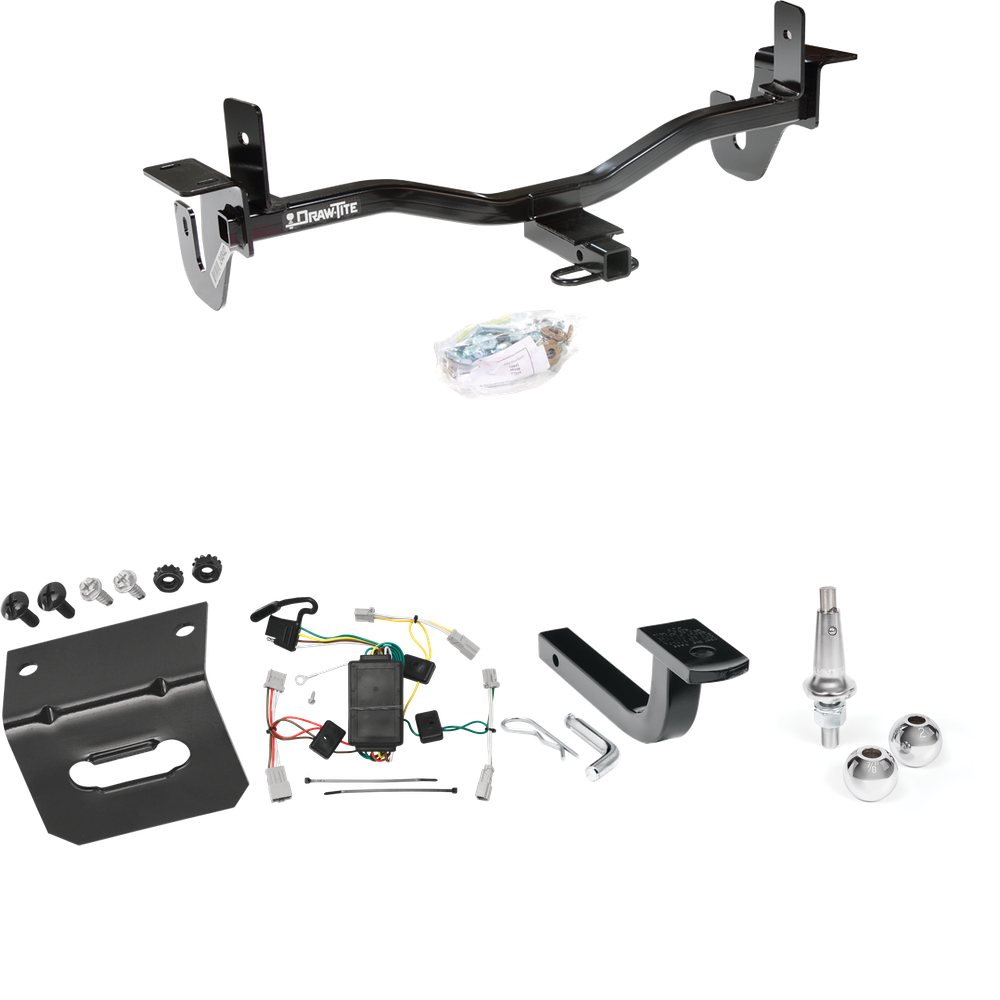 Fits 2010-2013 Mazda 3 Trailer Hitch Tow PKG w/ 4-Flat Wiring Harness + Draw-Bar + Interchangeable 1-7/8" & 2" Balls + Wiring Bracket (For Sedan, Except w/Grand Touring LED Taillights Models) By Draw-Tite