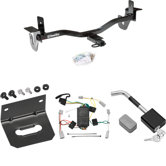 Fits 2010-2013 Mazda 3 Trailer Hitch Tow PKG w/ 4-Flat Wiring Harness + Wiring Bracket + Hitch Lock (For Sedan, Except w/Grand Touring LED Taillights Models) By Draw-Tite