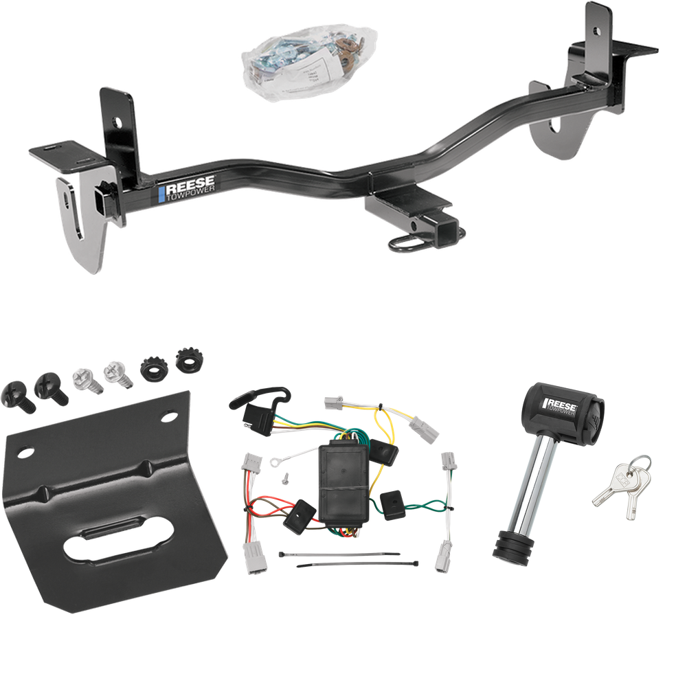 Fits 2010-2013 Mazda 3 Trailer Hitch Tow PKG w/ 4-Flat Wiring Harness + Wiring Bracket + Hitch Lock (For Sedan, Except w/Grand Touring LED Taillights Models) By Reese Towpower