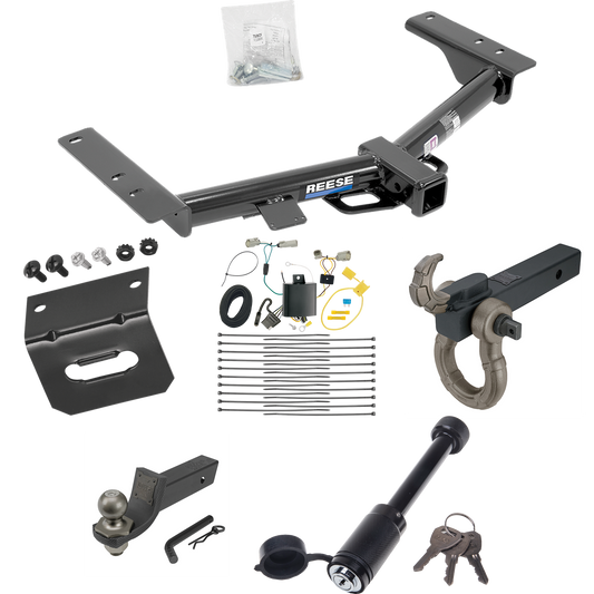 Fits 2015-2023 Ford Transit-350 Trailer Hitch Tow PKG w/ 4-Flat Wiring + Interlock Tactical Starter Kit w/ 2" Drop & 2" Ball + Tactical Hook & Shackle Mount + Tactical Dogbone Lock + Wiring Bracket (Excludes: Single Rear Wheel w/148" Wheelbase or Cab