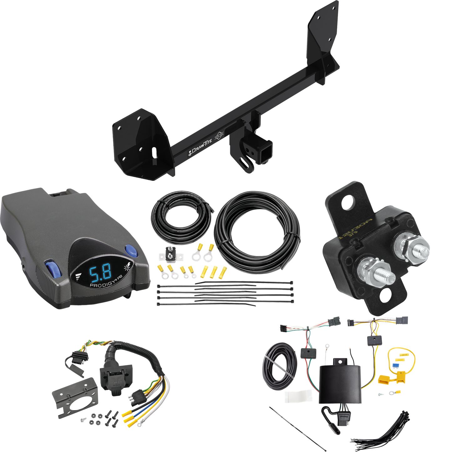 Se adapta al paquete de enganche de remolque Volvo XC60 2018-2023 con control de freno Tekonsha Prodigy P2 + cableado RV de 7 vías de Draw-Tite