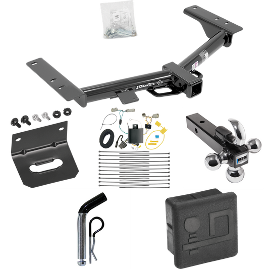 Fits 2015-2023 Ford Transit-350 Trailer Hitch Tow PKG w/ 4-Flat Wiring + Triple Ball Ball Mount 1-7/8" & 2" & 2-5/16" Trailer Balls w/ Tow Hook + Pin/Clip + Wiring Bracket + Hitch Cover (Excludes: Single Rear Wheel w/148" Wheelbase or Cab & Chassis a