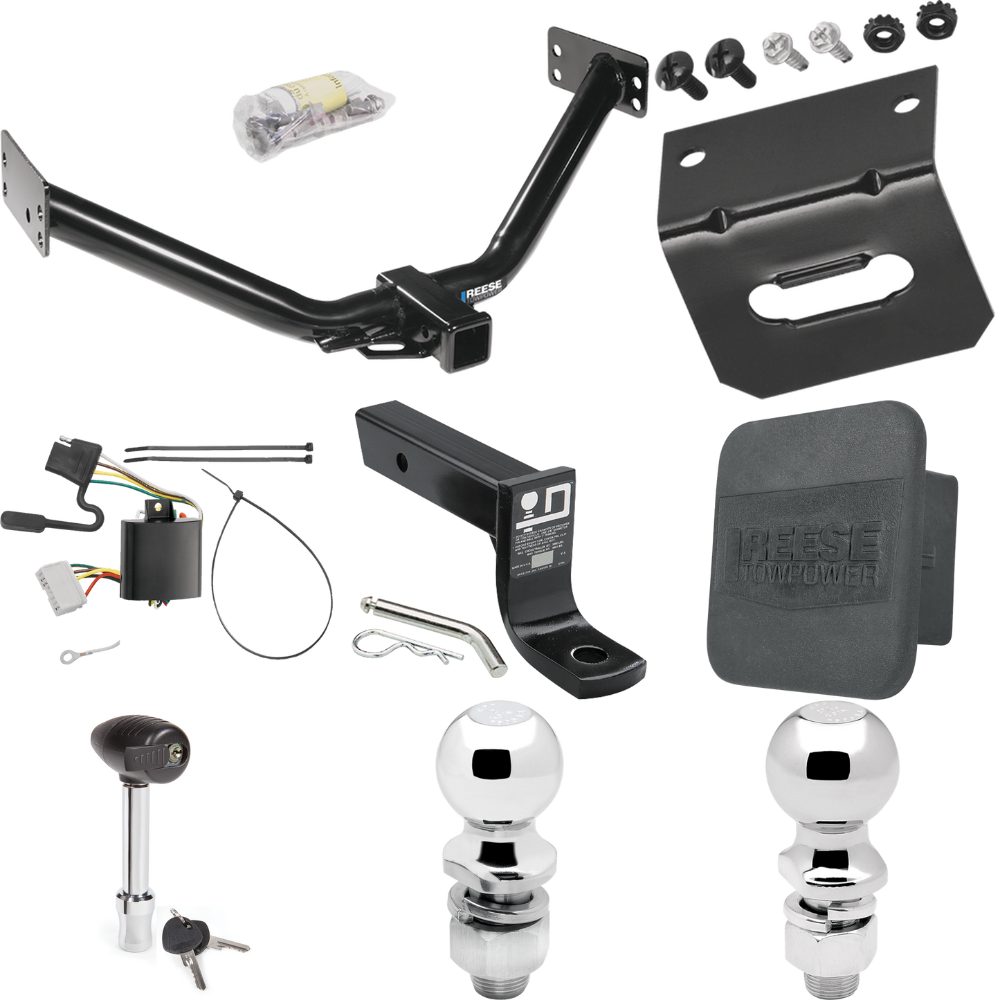 Fits 2007-2013 Acura MDX Trailer Hitch Tow PKG w/ 4-Flat Wiring + Ball Mount w/ 4" Drop + 2" Ball + 2-5/16" Ball + Wiring Bracket + Hitch Lock + Hitch Cover (Excludes: w/Full Size Spare Tire or w/Rear Sport Bumper Option Models) By Reese Towpower