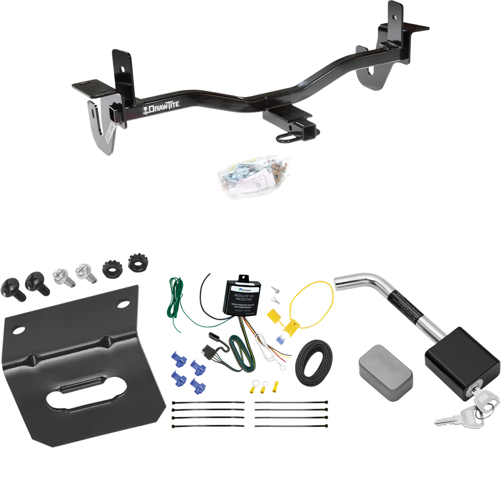 Fits 2010-2013 Mazda 3 Trailer Hitch Tow PKG w/ 4-Flat Wiring Harness + Wiring Bracket + Hitch Lock (For Sedan, w/Grand Touring LED Taillights Models) By Draw-Tite