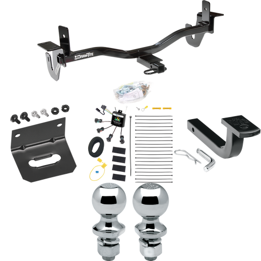 Fits 2010-2013 Mazda 3 Trailer Hitch Tow PKG w/ 4-Flat Zero Contact "No Splice" Wiring Harness + Draw-Bar + 1-7/8" + 2" Ball + Wiring Bracket (For Sedan, w/Grand Touring LED Taillights Models) By Draw-Tite