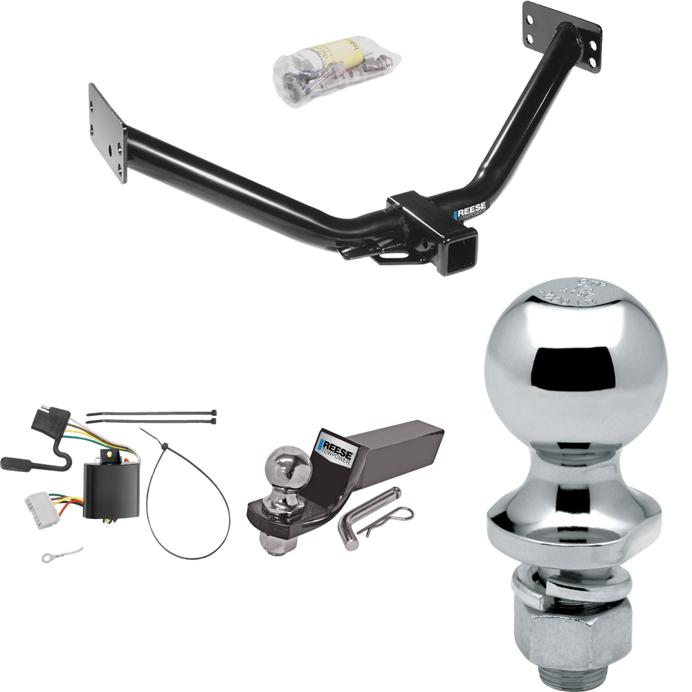 Fits 2007-2013 Acura MDX Trailer Hitch Tow PKG w/ 4-Flat Wiring + Starter Kit Ball Mount w/ 2" Drop & 2" Ball + 1-7/8" Ball (Excludes: w/Full Size Spare Tire or w/Rear Sport Bumper Option Models) By Reese Towpower